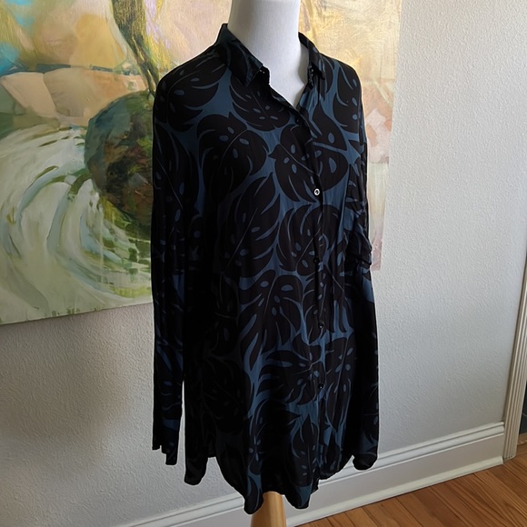Mikoh Cannes V Neck Tunic or Cover Up size 2 / Medium monstera leaf - Picture 2 of 16